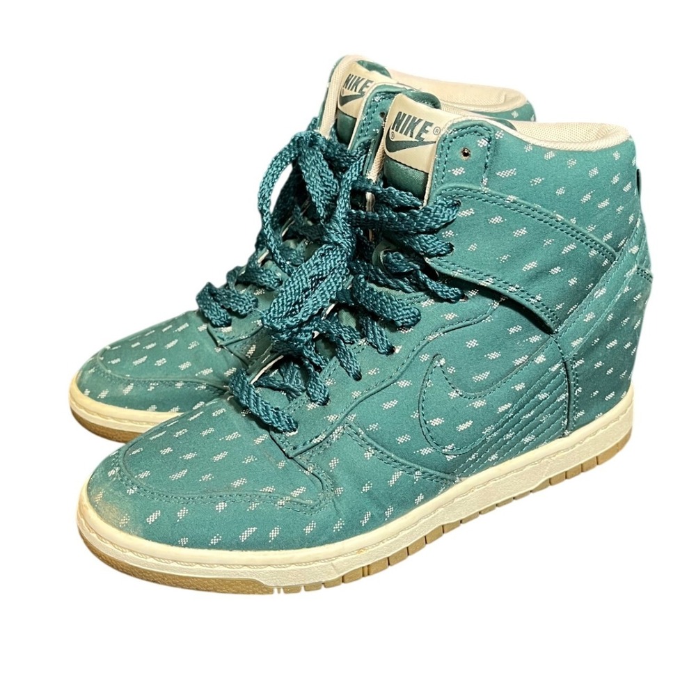 Nike Dunk Sky High Dark Atomic Teal Womens 7.5 Polka Dot Hidden Wedge 543258-300